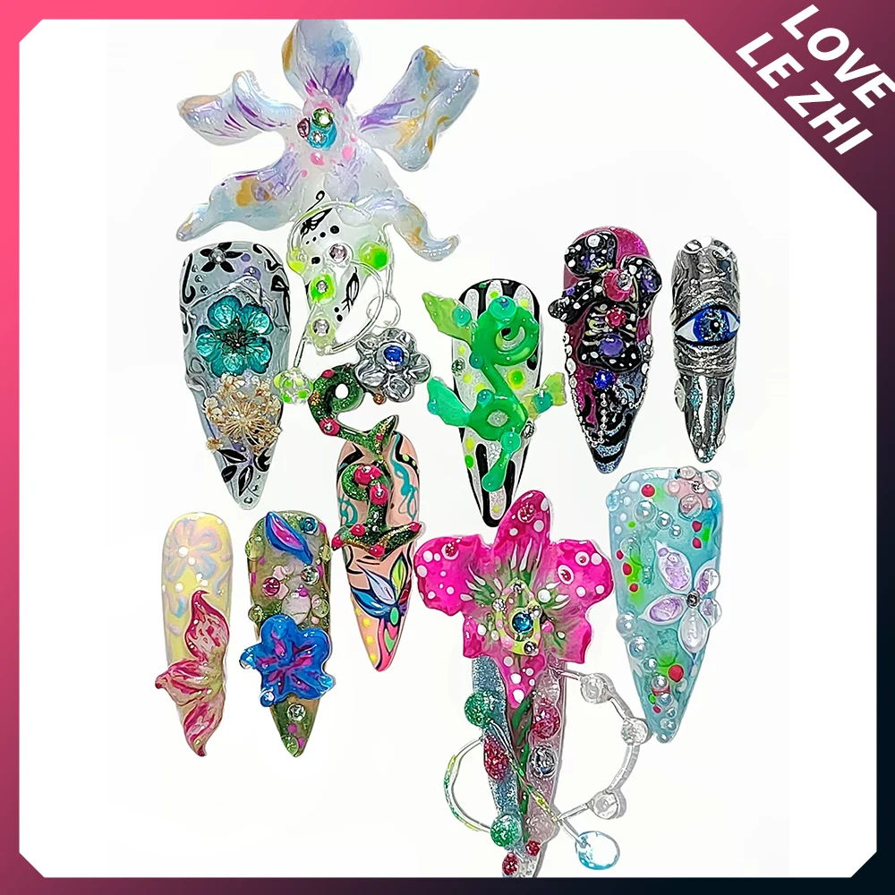 Художественные Креативные 3D Искусственные ногти Y2K в стиле панк ручной работы на
