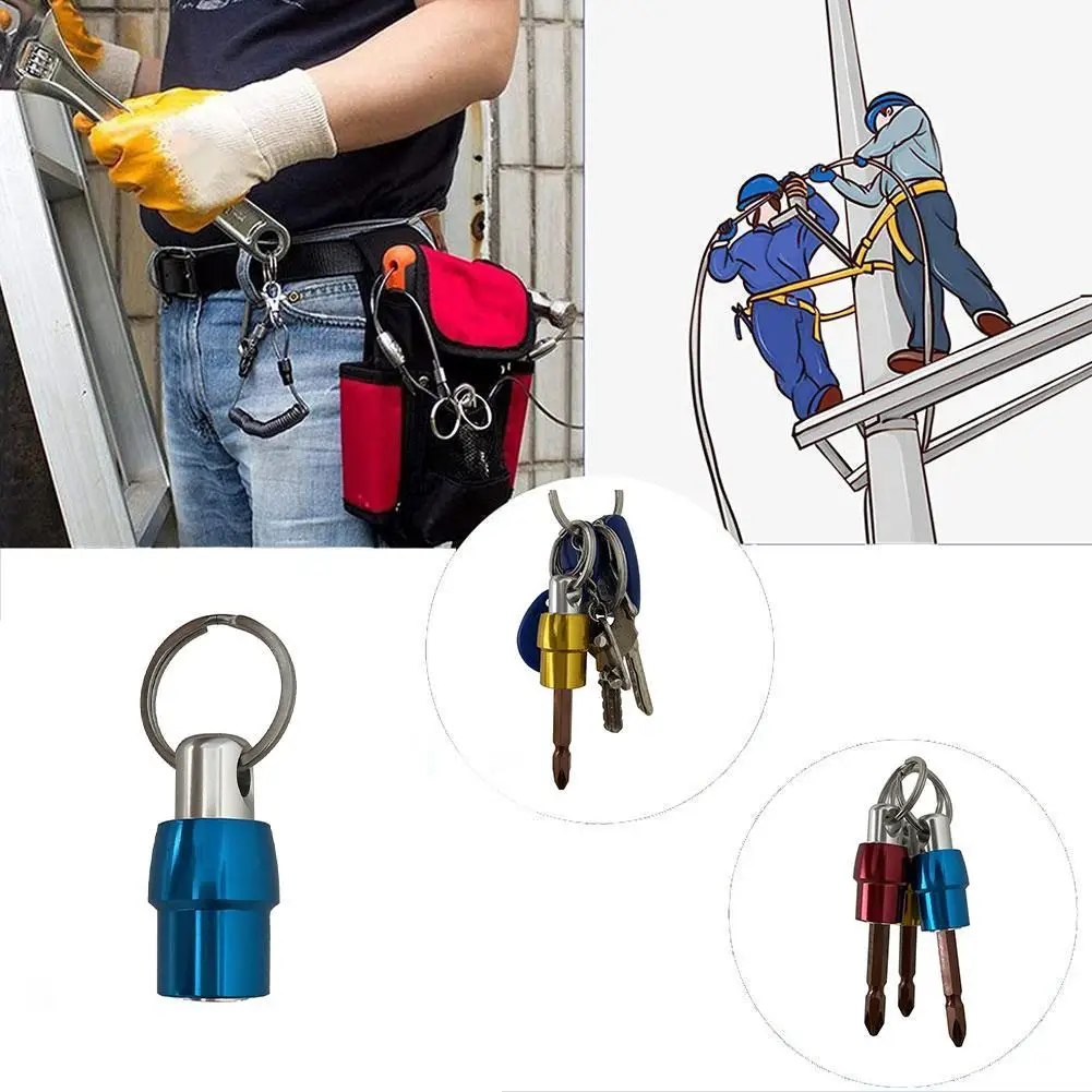 

Universal 1/4 Inch Hex Shank Screwdrive Bit Holder Keychain Ring 6.35mm Bit Storage Holder Portable Drivers And Drills Socket