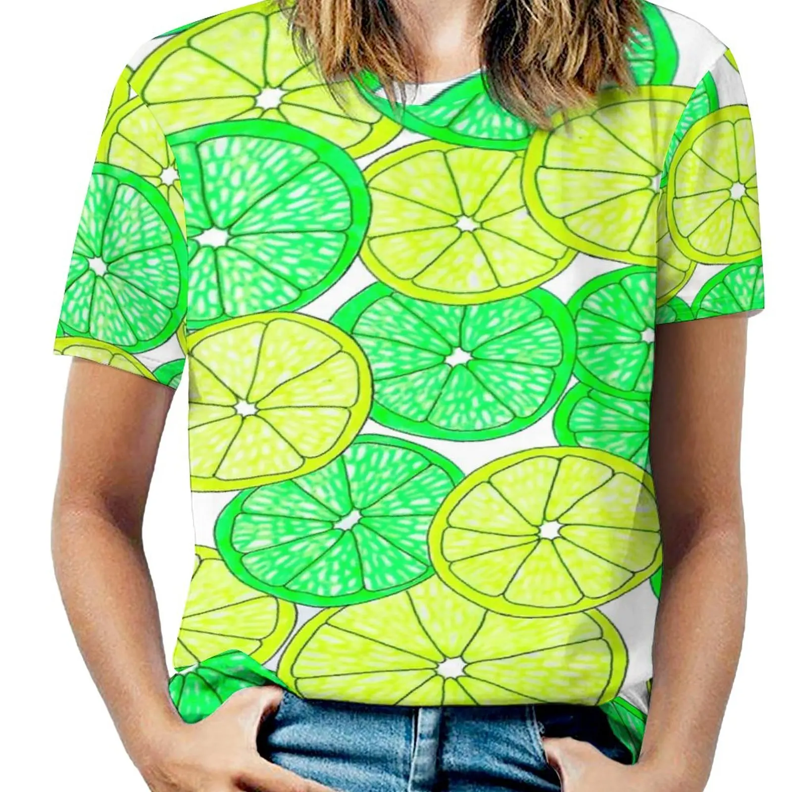 

Lemon And Lime T Shirt Bright Citrus Fruit Kawaii Oversize T-Shirts Short Sleeve Basic Tees Female Beach Print Clothes
