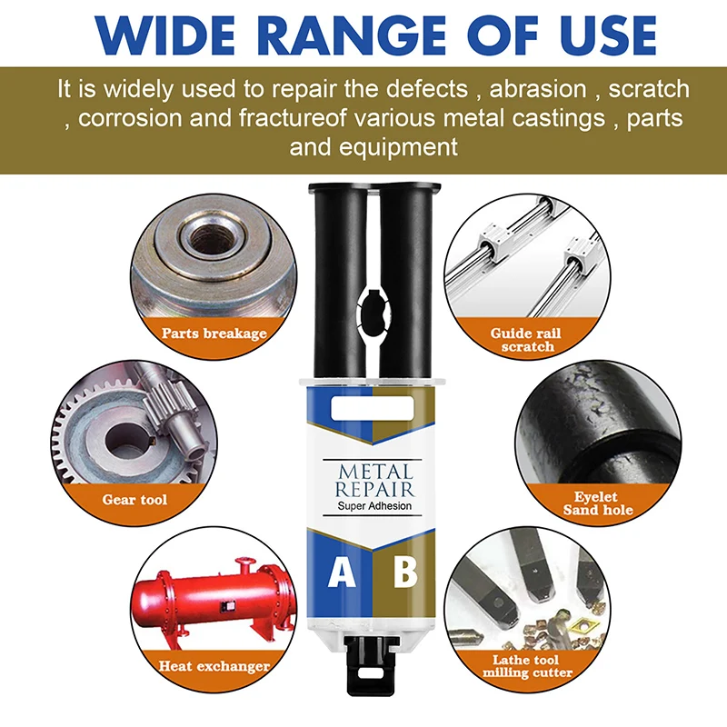 

25/50ml AB Caster Glue Metal repair agent Welding glue Casting Adhesive Heat Resistance Repair Agent for Casting Metal RE