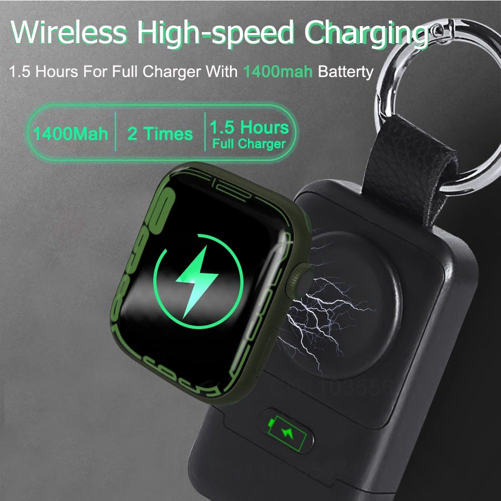 Портативное беспроводное зарядное устройство для Apple Watch 7 USB C 1400 мАч зарядная