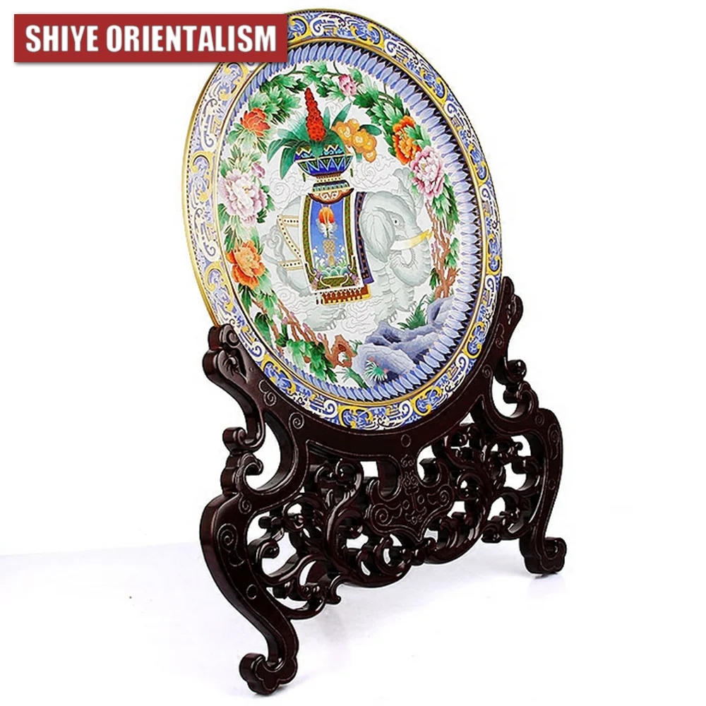 Фото SHIYE ORIENTALISM перегородчатый орнамент благоприятный диск Wannian медный корпус эмаль бизнес-подарок ремесло D 46 см №4