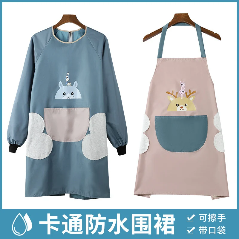 

Apron Household kitchen waterproof and oil proof hand wiping men's smock cute Korean women's fashion cooking apron