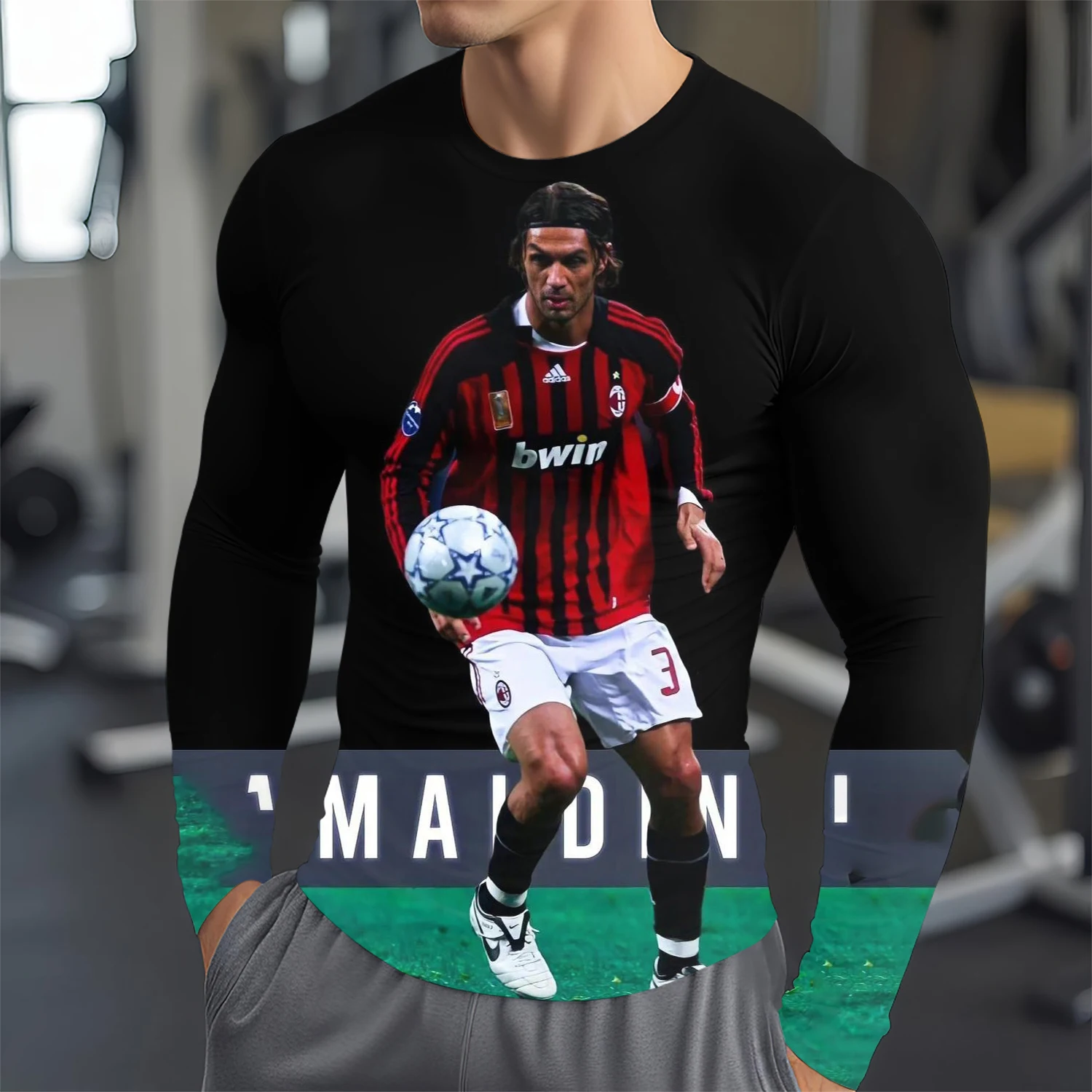 Модная Футболка Maldini С 3D Принтом Звезды И Длинными Рукавами Удобный Спортивный