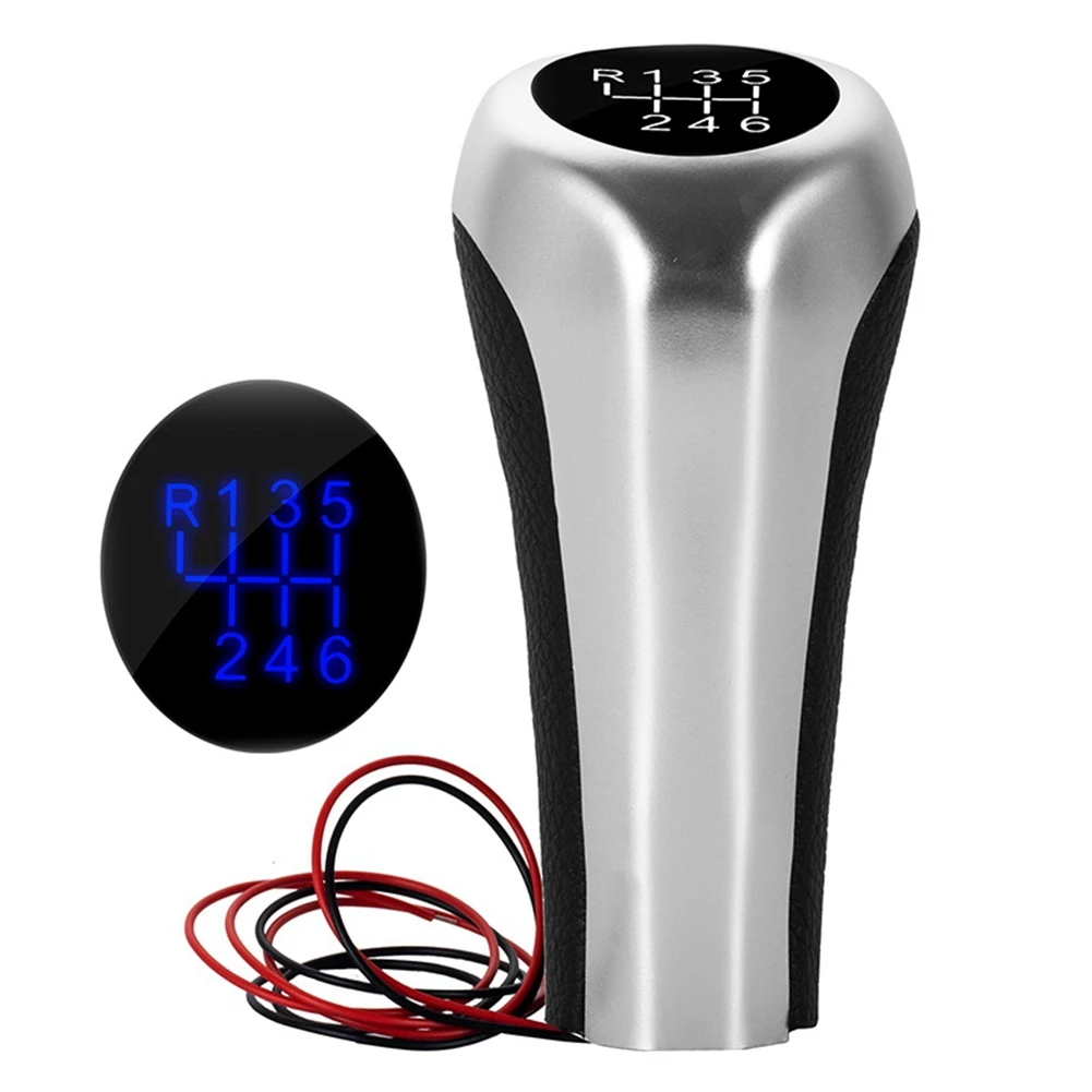 

6 Speed Gear Shift Knob W/LED Blue Backlight Leather Shifter Lever Handle Gear Stick for BMW E46 E90 E91 E92 X1 X3 X5