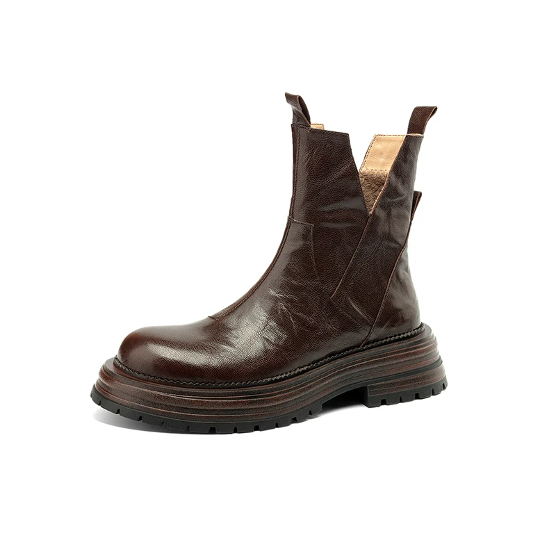 Новинка 2024 женские ботильоны из натуральной кожи 22-25 см ботинки на платформе в