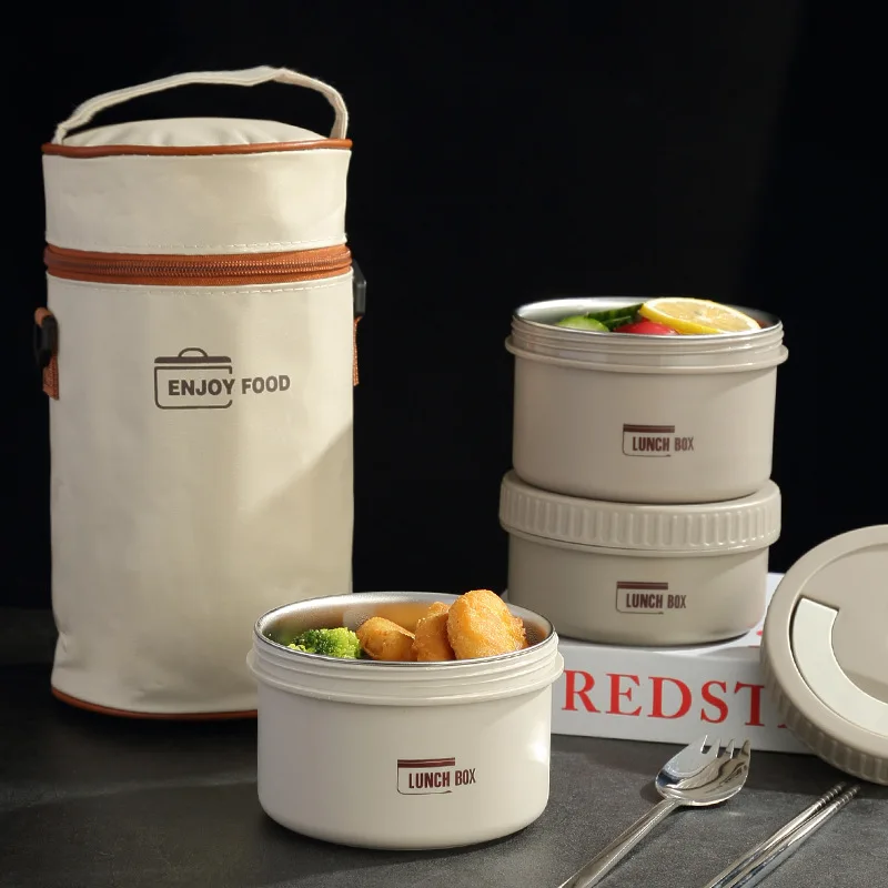 Изолированный ланч-бокс из нержавеющей стали 316 бытовой портативный круглый