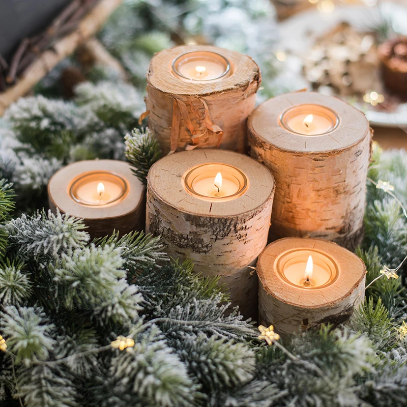 

White Birch candlestick Natural trunk decoration desktop floor party wedding set props