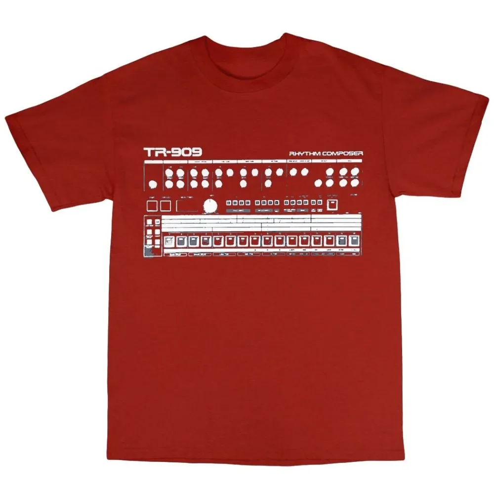 Фото Футболка в стиле Tr-909, 100% хлопок, Moog 808 303, Acid House, летняя мода для мужчин, горячая распродажа, одежда, футболки на заказ онлайн №1