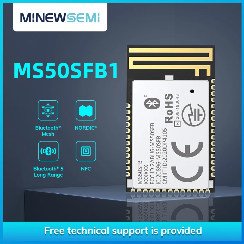 Приемник беспроводной связи nRF52832 Uhf 2,4 ГГц, приемник Uart, передатчики дальнего действия Minewsemi MS50SFB1 Bluetooth Ble модуль 5,0
