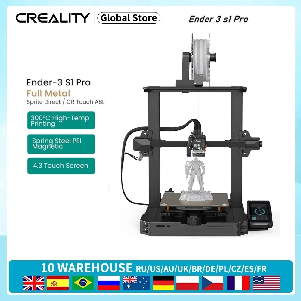 Newest Creality Ender-3 S1 PRO 3D Printer Up to 300℃ High-Temp Sprite Dual-Gear Direct Extruder 4.3-inch 32Bit Silent CR Touch