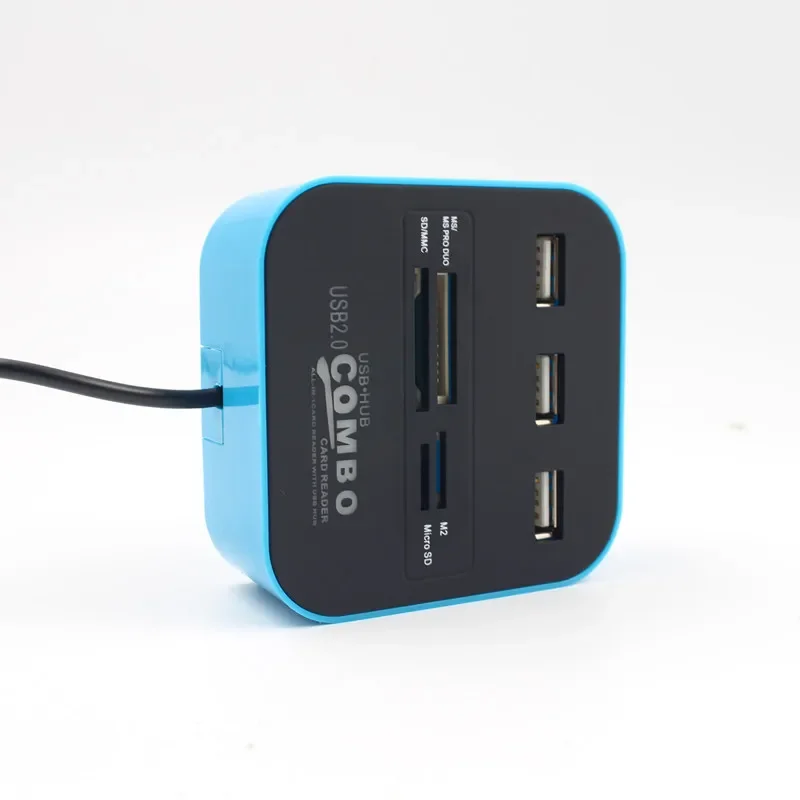 7 в 1 MicroSD SD TF MS M2 USB2.0-концентратор MicroUSB-сплиттер Универсальный дизайн для чтения