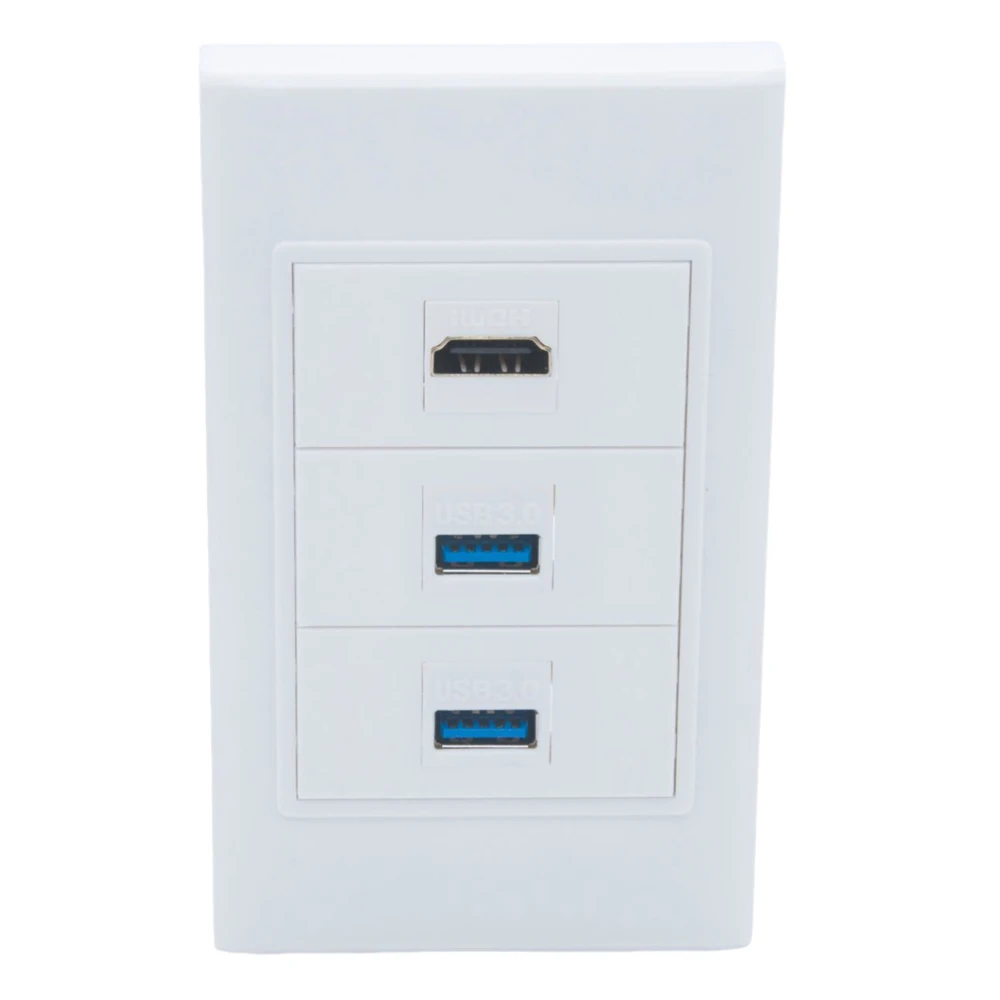 

1 Gang No Screw 2 Ports USB 3.0 1 Port HDMI Female To Female Wall Plate