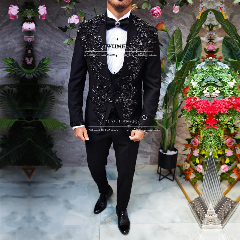 Блестящие свадебные костюмы с жемчужной вышивкой уникальный дизайн куртка жилет