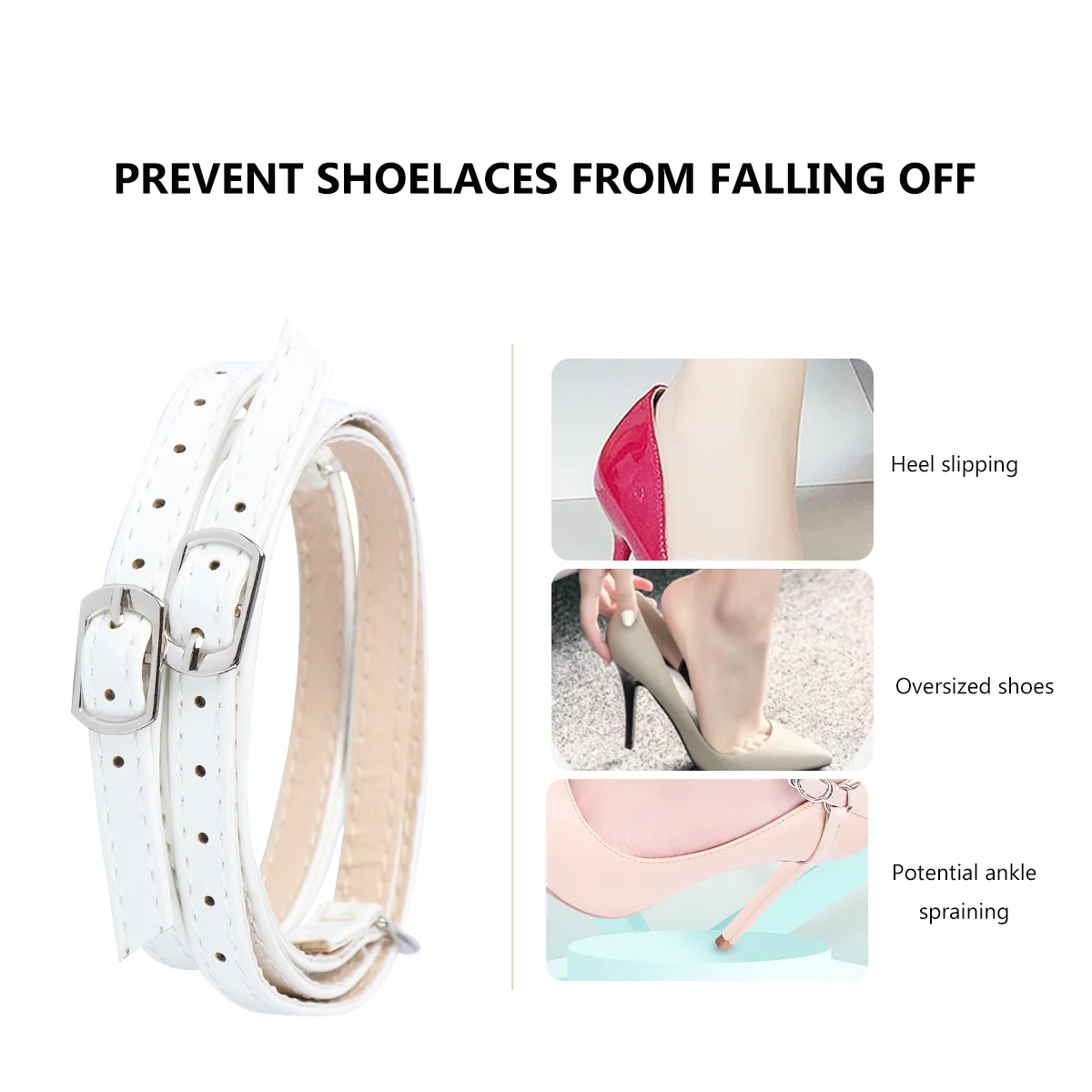 Ремни для каблуков Cross High Whote со съемной шнуровкой на щиколотке белые