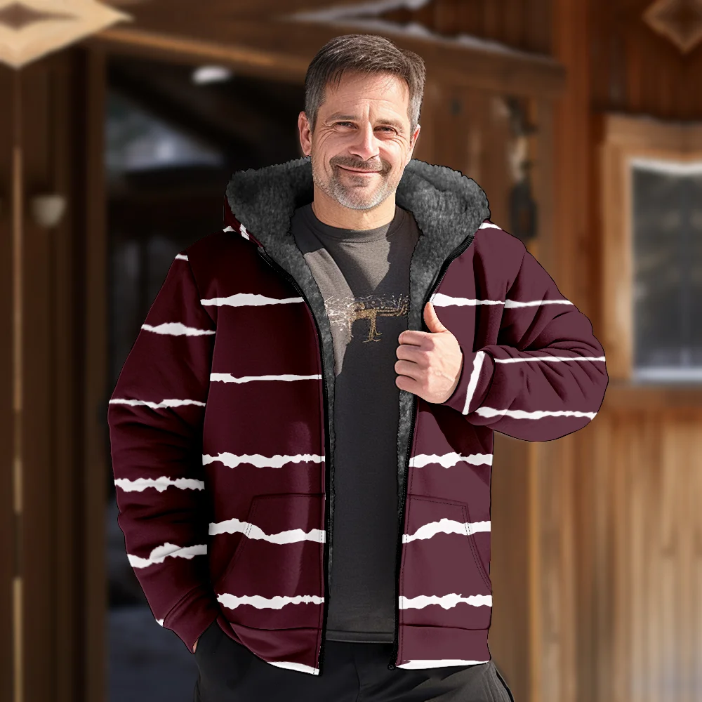 Мужские зимние куртки пальто стильная хлопковая одежда в полоску с узором на