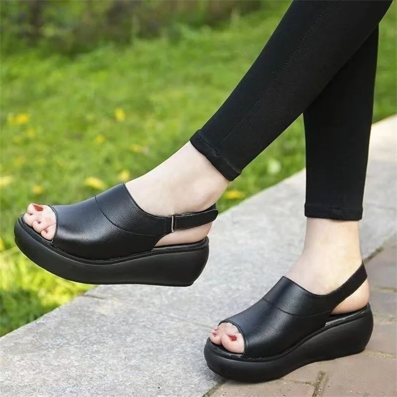 

Women's Sandals Summer 2023 New Fashion Open Toe Comfortable Elegant Womens Sandals Wedge Buckle Female Shoes for Women Footwear