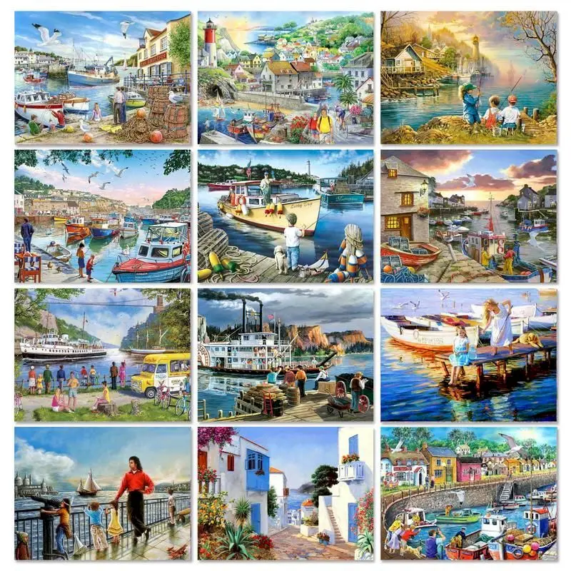 

GATYZTORY 60x75cm Painting By Numbers Scenery Picture Drawing Acrylic Paint By Numbers Lake Adults Crafts Home Decor