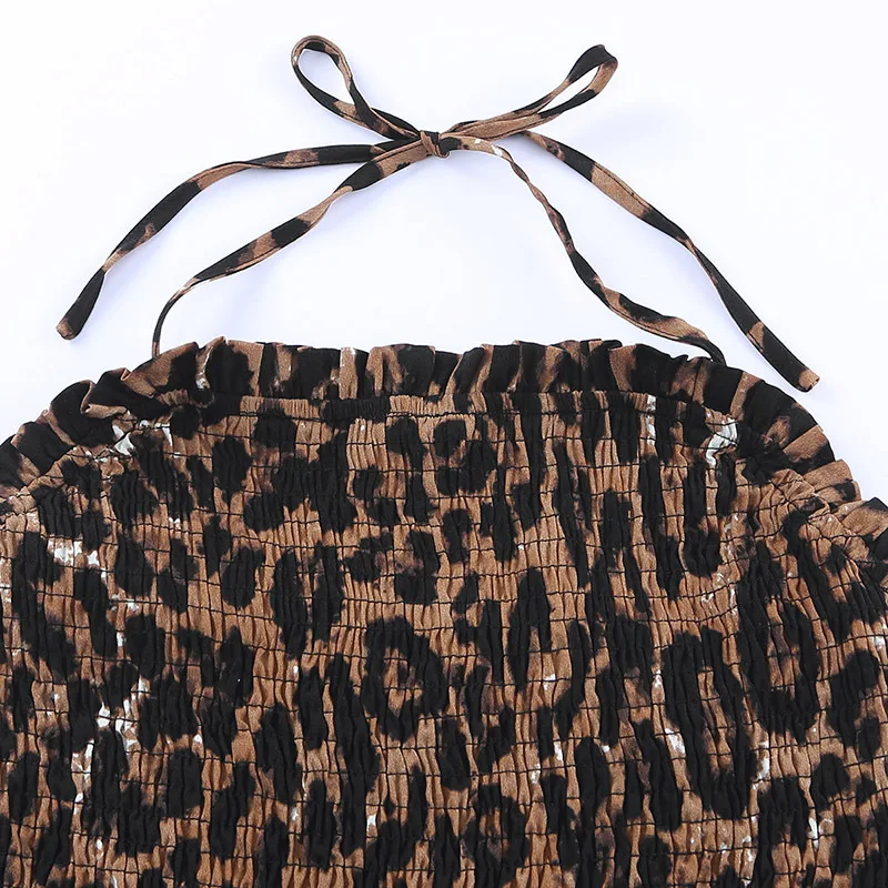 2023 Hot Summer New Leopard Print Chest-Wrapped Single Strap High Waist Abdominal-Shaping Slimming Jumpsuit for Women