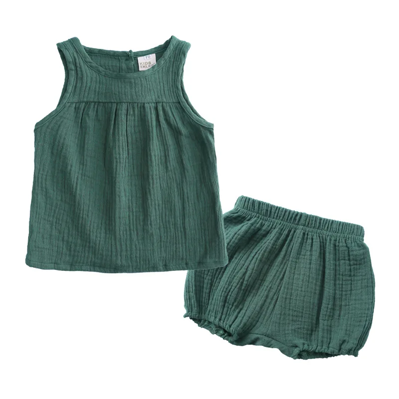 

Girls summer new suit baby T-shirt vest shorts two-piece set