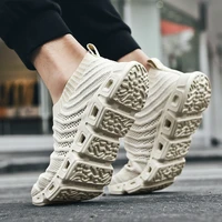 summer plus size flying woven sneakers breathable casual shoes trendy mesh shoes mens running shoes sweat absorbant