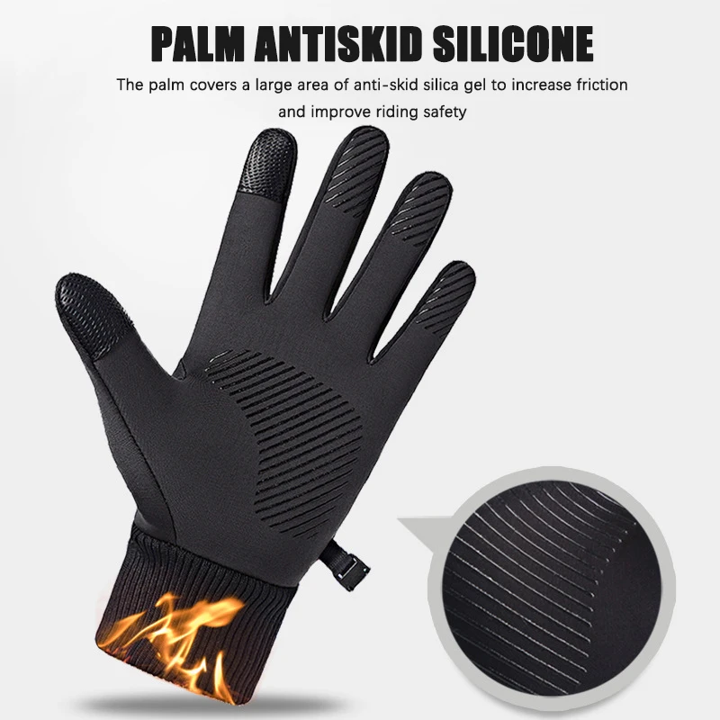 Men Winter Waterproof Cycling Gloves Outdoor Sports Running Motorcycle Ski Touch Screen Fleece Non-slip Warm Full Fingers | Спорт и