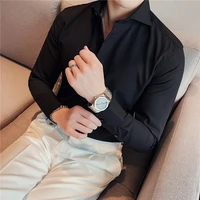 high quality mens shirts 2022 spring solid color lapel long sleeve casual shirt male business formal dress shirts streetwear