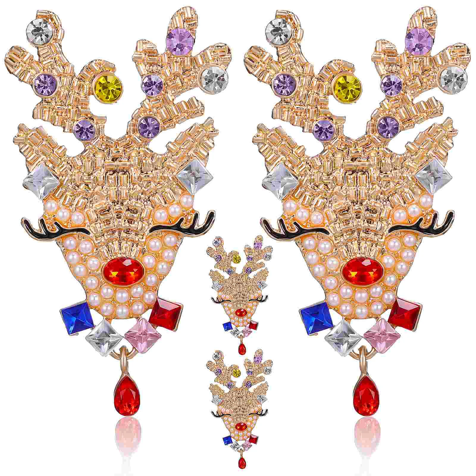 

2 Pairs Christmas Dangle Earrings Drop Earrings Deer Earrings Holiday Earrings