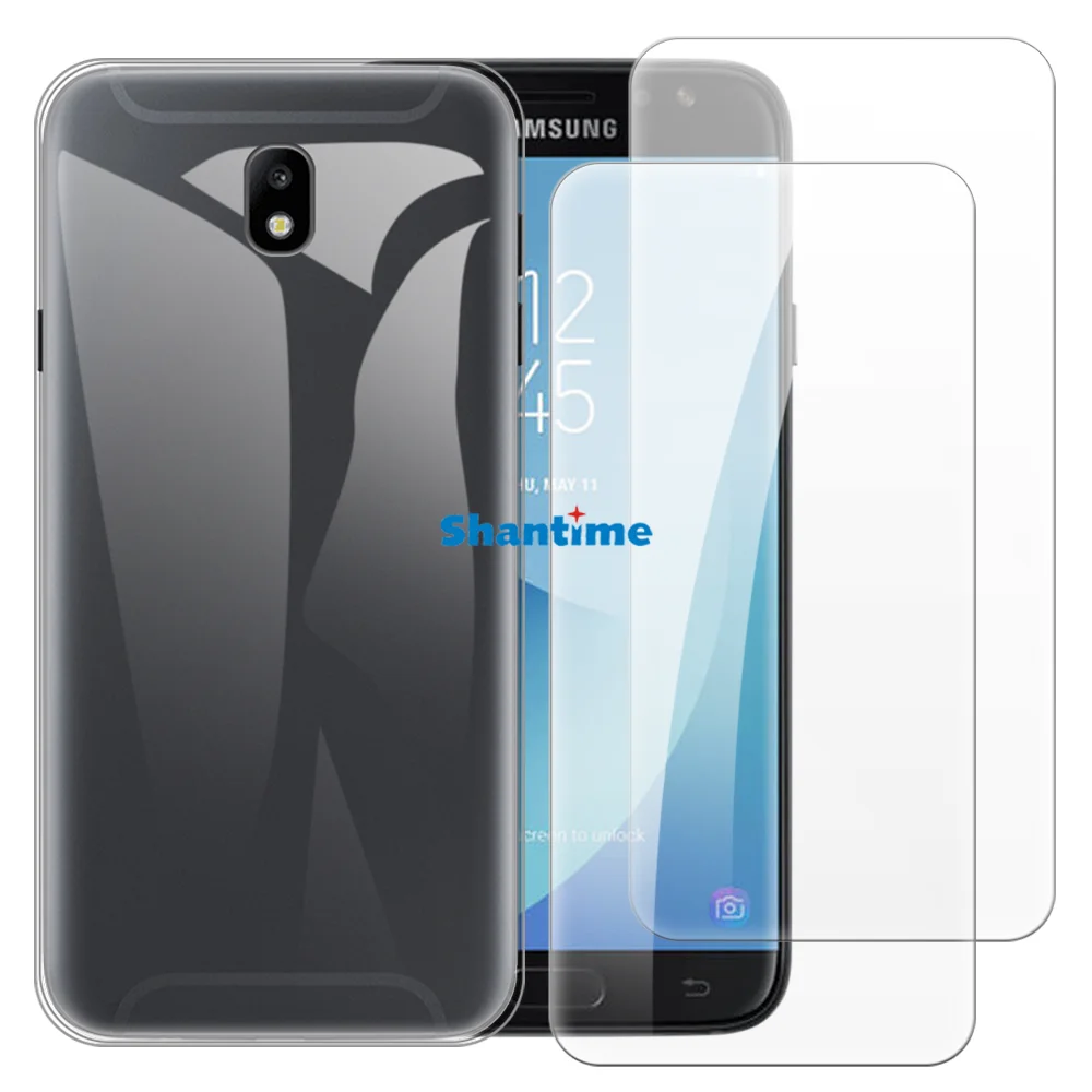 Мягкий чехол + комплект из 2 защитных пленок закаленного стекла для Samsung Galaxy J7 2017
