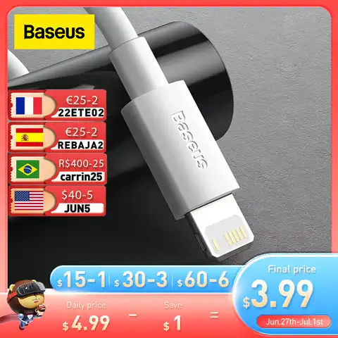 Baseus USB кабель для iPhone 11 11 Pro 8 XR 2.4A Быстрая зарядка USB для iPhone кабель для синхронизации данных кабель для зарядного устройства телефона провод ...
