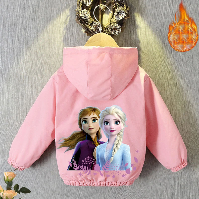

Girls Frozen Heavy Jackets Kids Winter Elsa Anna Princess Thicked Hooded Coats Childrne Plush Warm Sports Outerwear 2-7Y Clothes