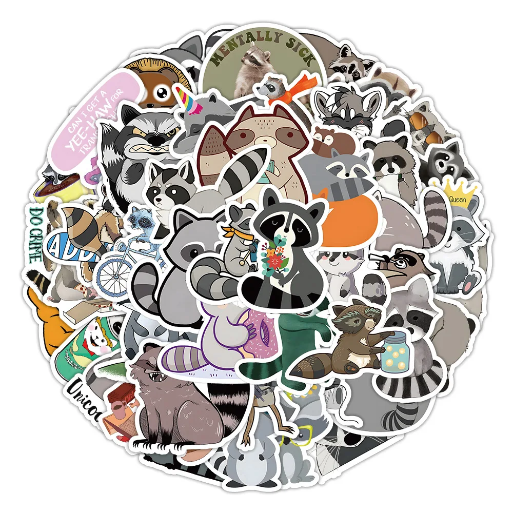 

10/30/50 шт. новые Мультяшные животные, милые, енот, граффити, личные, трендовые, детской, чашка для воды, компьютерные наклейки, оптовая продажа