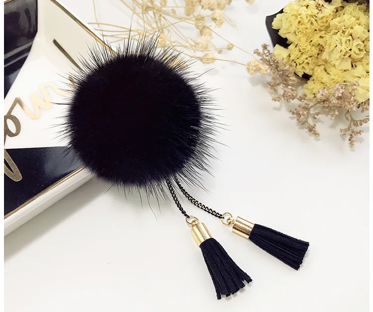 

i-Remiel Korean Fashion New Retro Minimalist Mink Fur Ball Tassel Brooch Corsage Lapel Pin Badge Shirt Collar Women Accessories