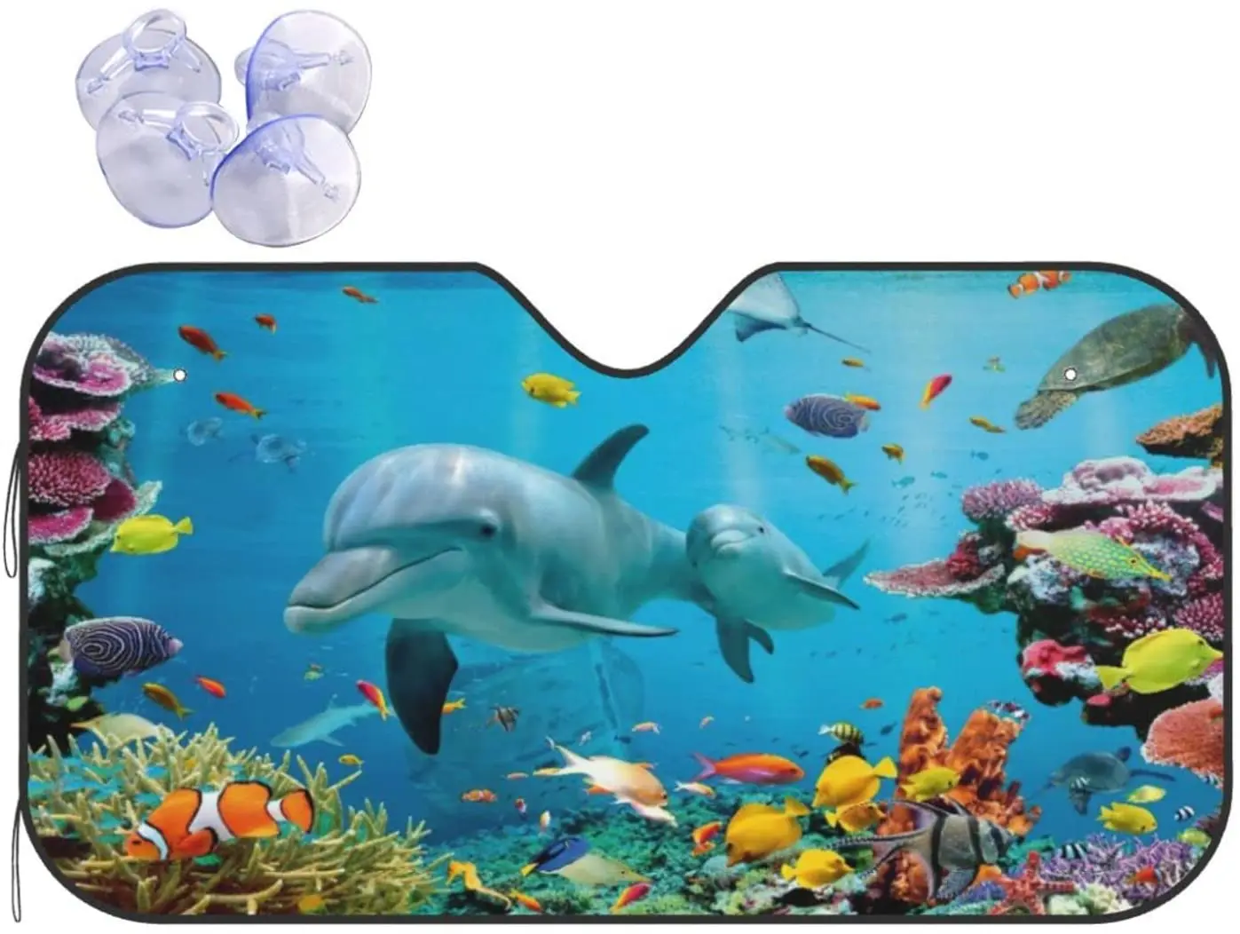 

Dolphin Car Windshield Sunshade WorldAuto Front Window Sun Shade Reflective Sun Visor Protector Foldable Sun 27.5x51