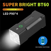 4xhp50 led flashlight tactial super bright rechargeable torch 10400mah power bank for hiking camping tourism outdoor portable