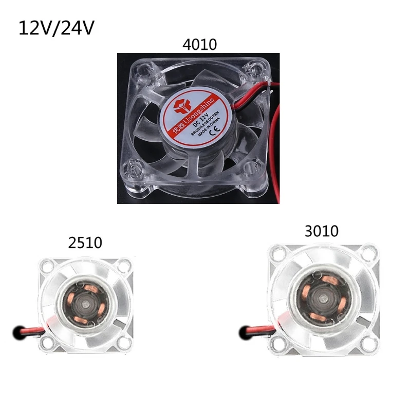

3D Printer 2510 3010 4010 Cooling Fan LED Light Cooler Fan Luminous Hydraulic Bearing Fan 12V/24V Radiator For V6 Hotend