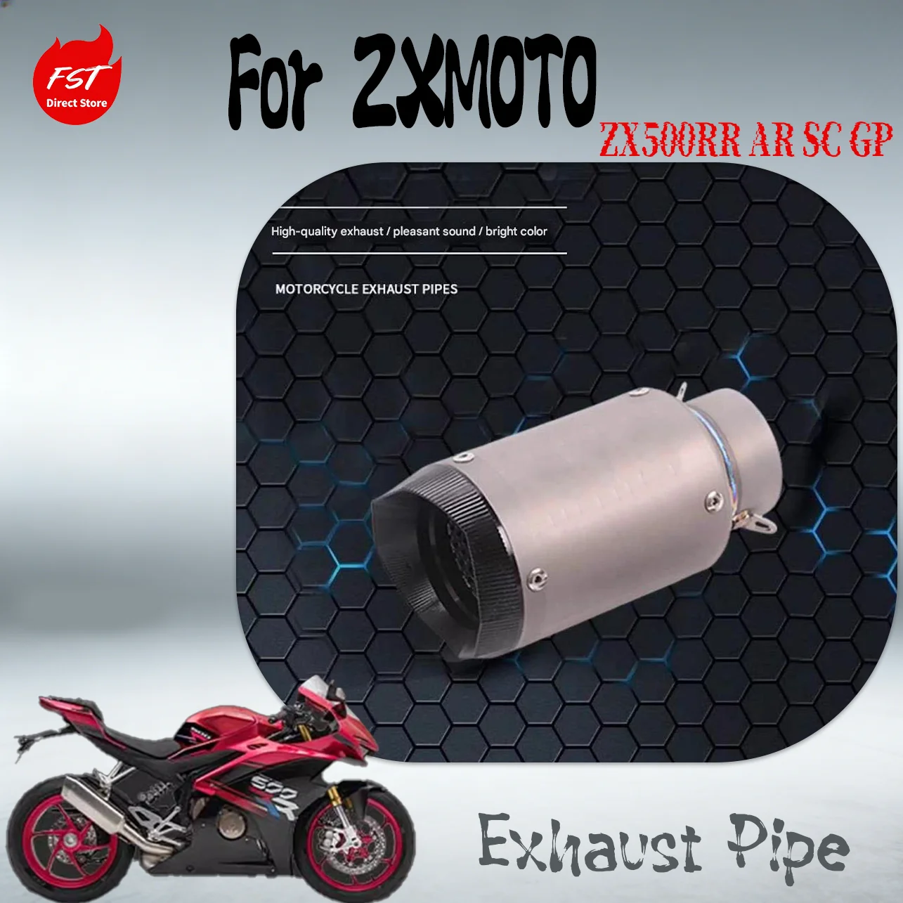 Фото Титановый глушитель AR GP для Zhangxue 500RR, модифицированный выхлопной аксессуар для мотоцикла, система Slip-On №1