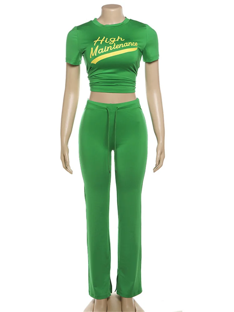 Женский Повседневный костюм-двойка футболка с коротким рукавом и буквенным