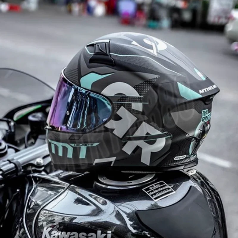 Carbon Fiber 6K MT KRE Motorcycle Helmet Blue Lens Track Racing Snake AP7 7 Motorcyclist DOT ECE Approval casco de fibra