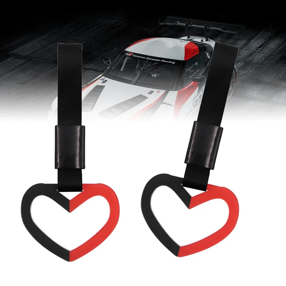 Универсальный JDM двойной цвет в форме сердца Tsurikawa кольцо черный нейлоновый