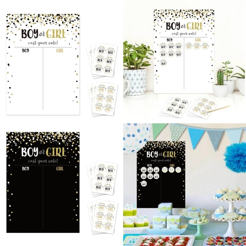

Gender Reveal Decorations Poster with Team Girl or Boy Voting Stickers for Baby Reveal Games Baby Shower Party Supplies