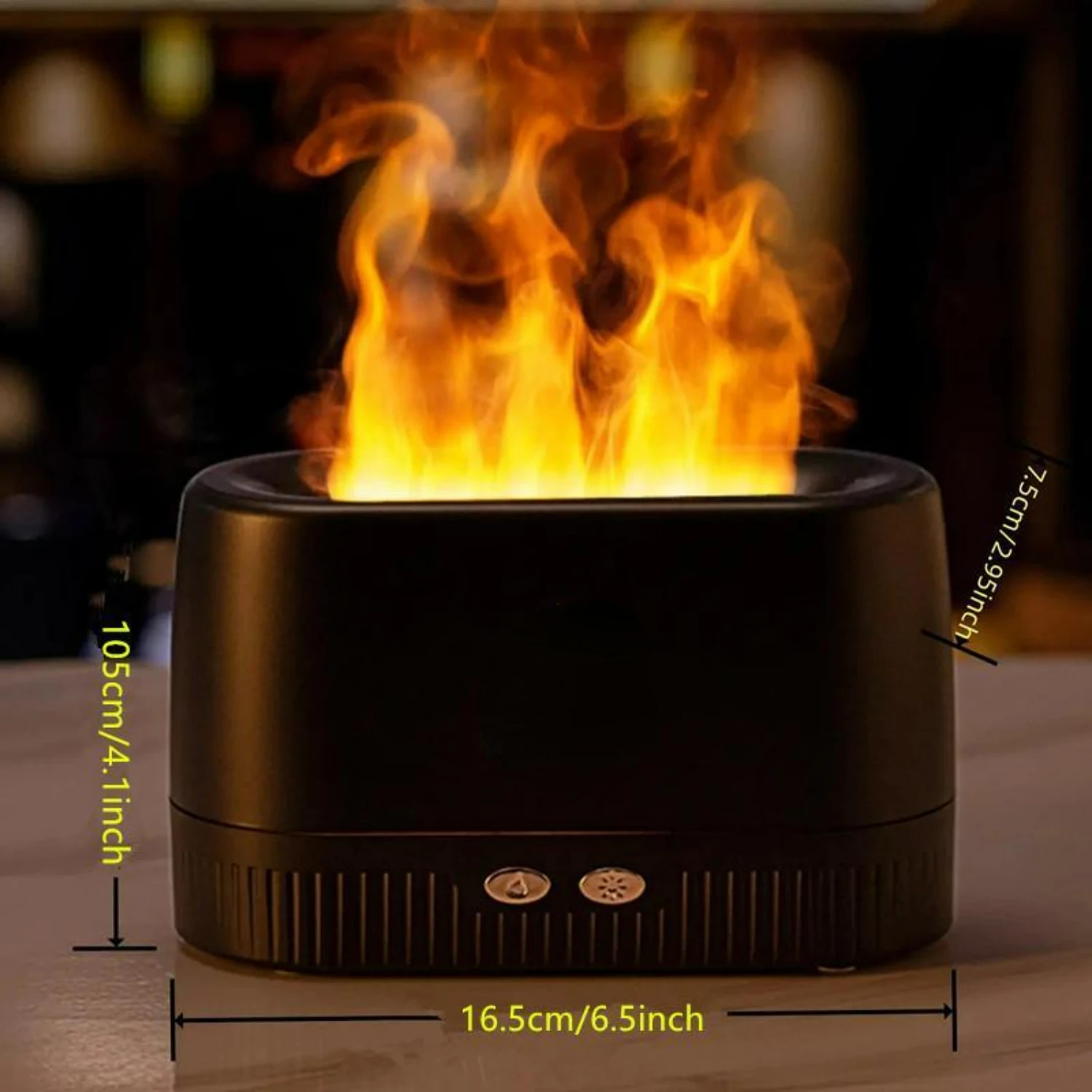 Тихий и спокойный воздушный диффузор с имитацией пламени мягким светом —