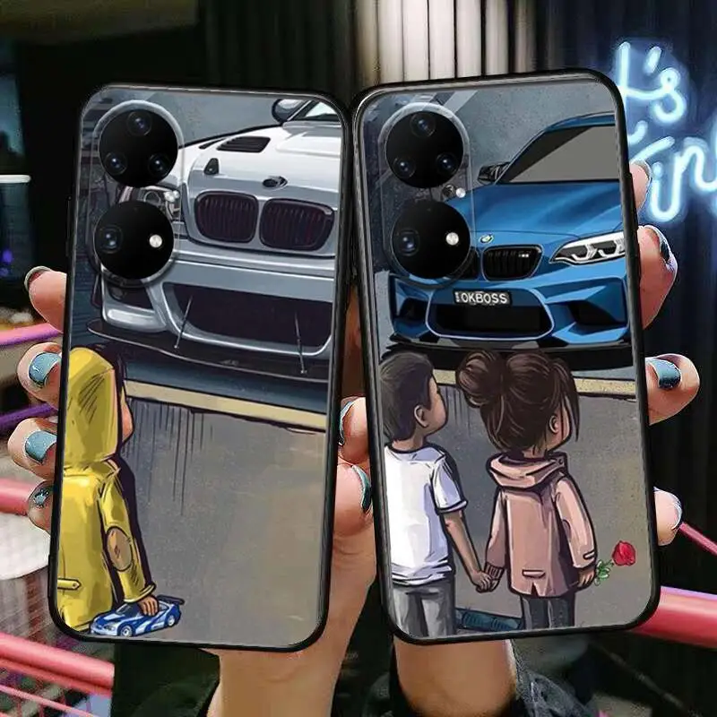 

Boy See Sports Car Jdm Drift Phone Case For Huawei p50 P40 p30 P20 10 9 8 Lite E Pro Plus Black Etui Coque Painting Hoesjes comi