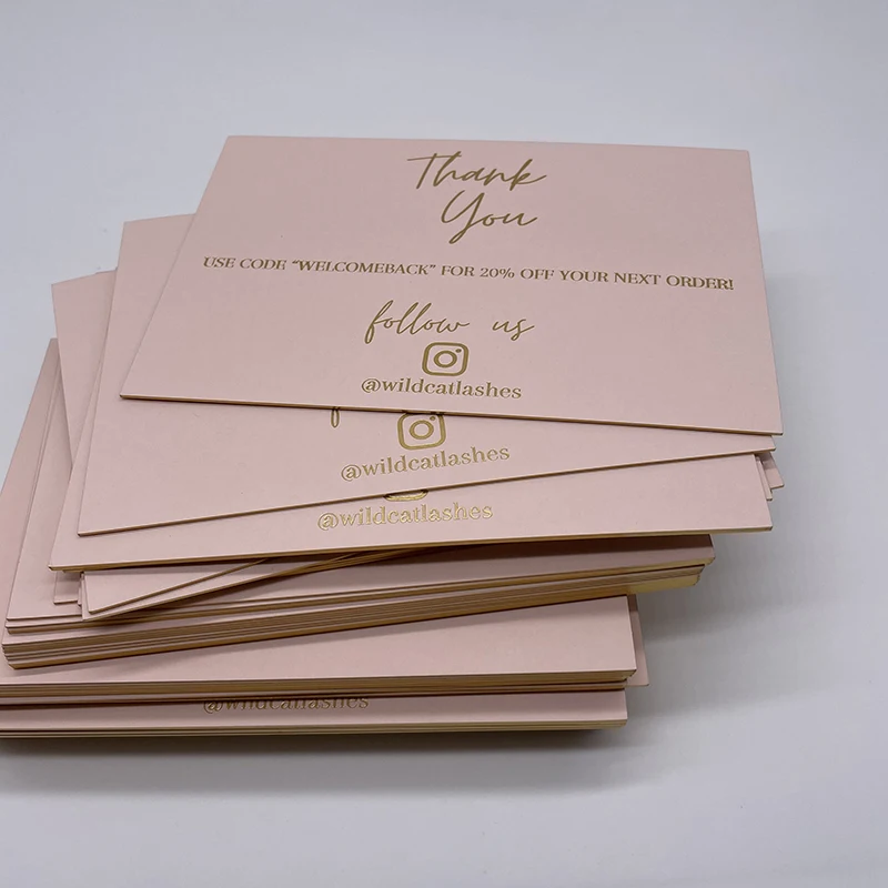 

Пользовательские бумажные открытки с краями, Золотая граница, бирка из фольги, Золотая печать, визитная карточка