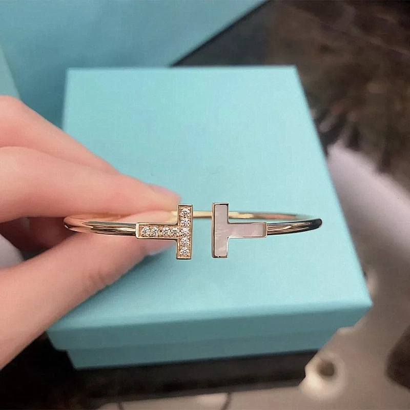 

TF S925 Серебряный Классический T-образный женский Ювелирный модный браслет с циркониевой пряжкой подарок на день рождения