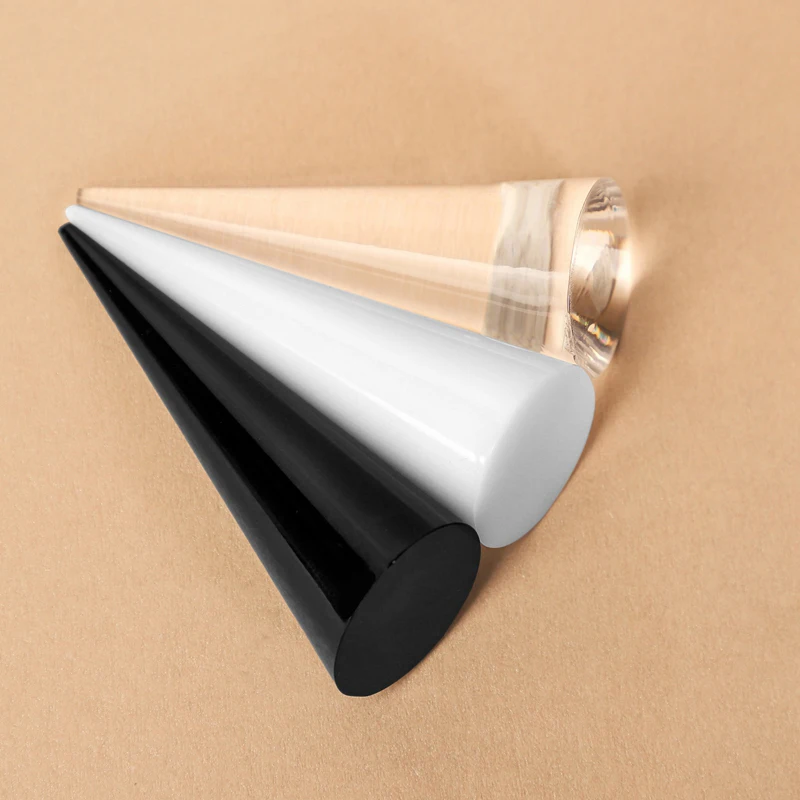 10PCS Acrylic Ring Display Plexiglass Solid Cone Shape Ring Rack Jewelry Showcase Display Stand, (Clear,White,Black,Frosted)