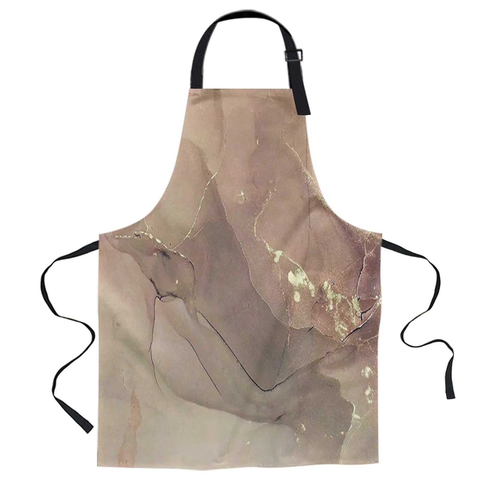 

Marble Texture Gold Foil Design Adjustable Canvas Kitchen Coffee Apron Ladies Couple Cooking Dining