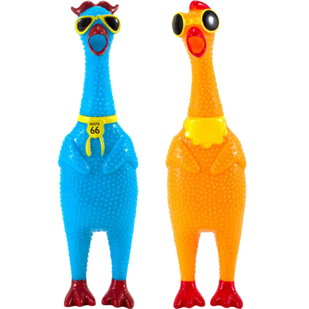

2 Pcs Screaming Chicken Children Supply Summer Toys Kids Puzzle Unique Squeeze Tpr Shaped Funny Party Prank Decompression