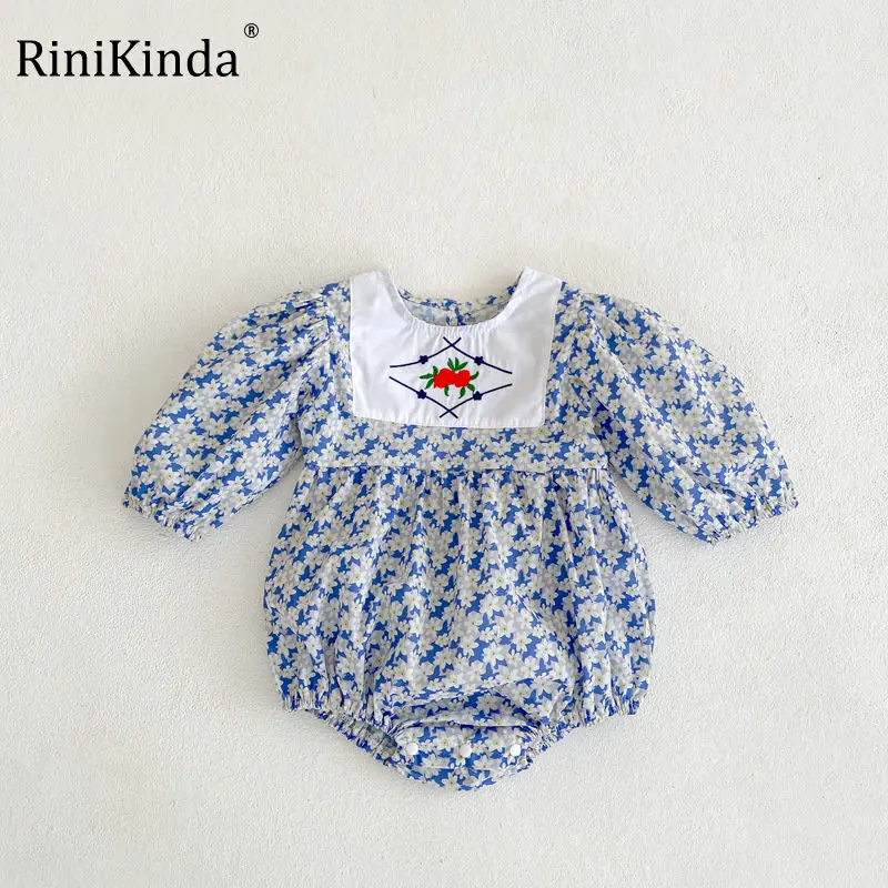 

Комбинезоны с цветочной вышивкой для новорожденных девочек, комбинезон с длинным рукавом, детская одежда, весна-лето