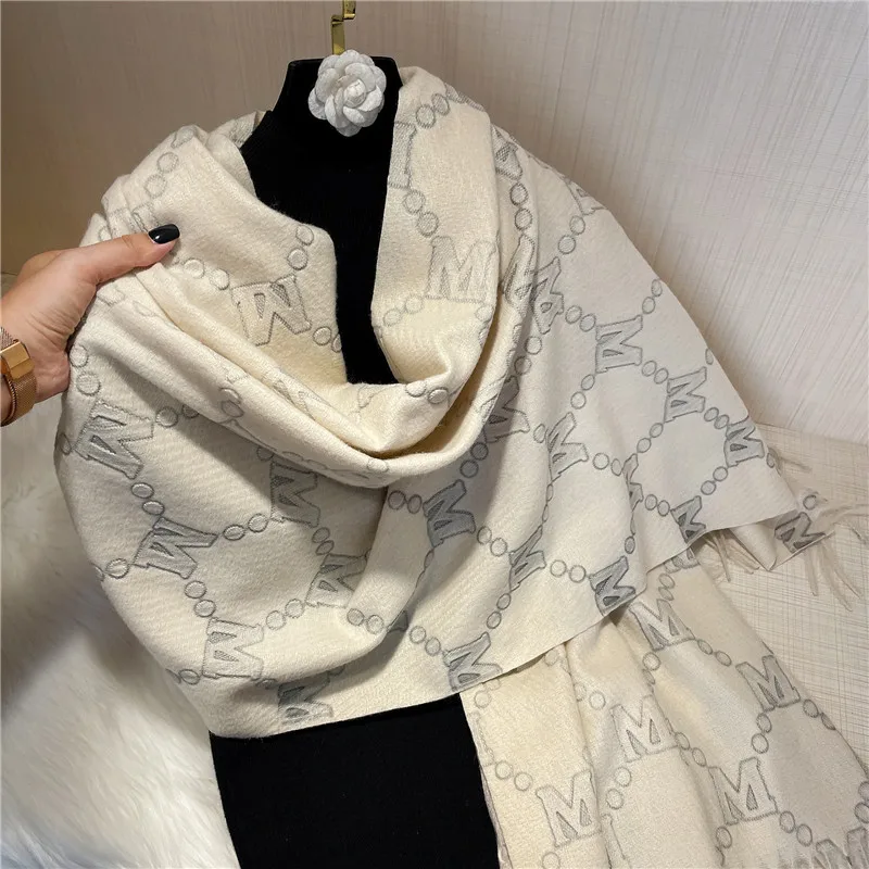 

Luxury Brand Winter Women Scarf M Letter Print Large Shawl Wrap Warm Cashmere Blanket Designer Muffler Female Foulard Bandana